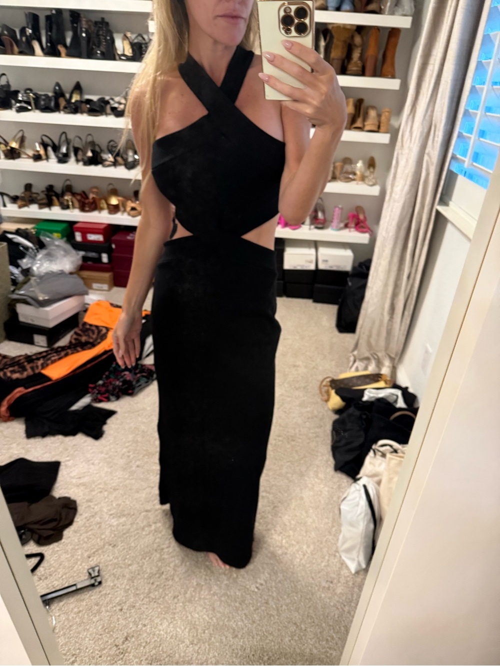 Vici Black Crisscross Cutout Halter Maxi Dress - Picture 3 of 6